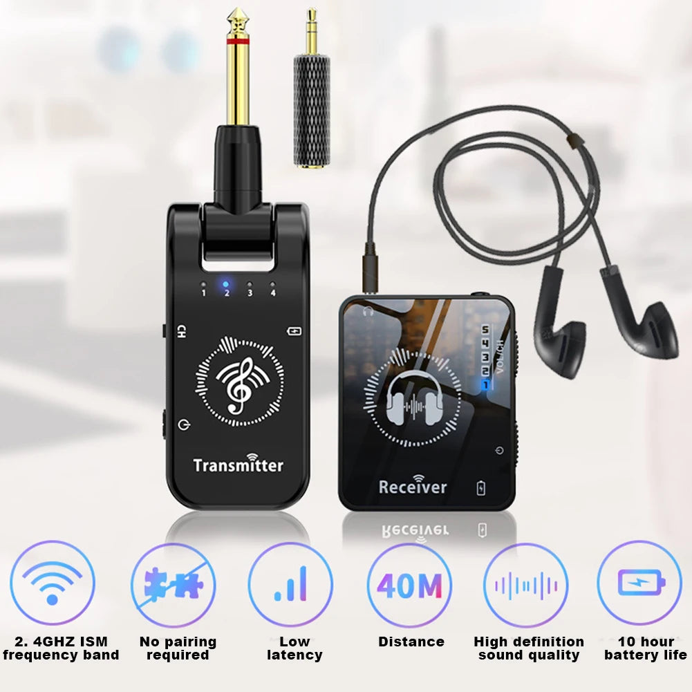 Wireless In-Ear Monitor System Rechargeable 10H Battery Live for Performance