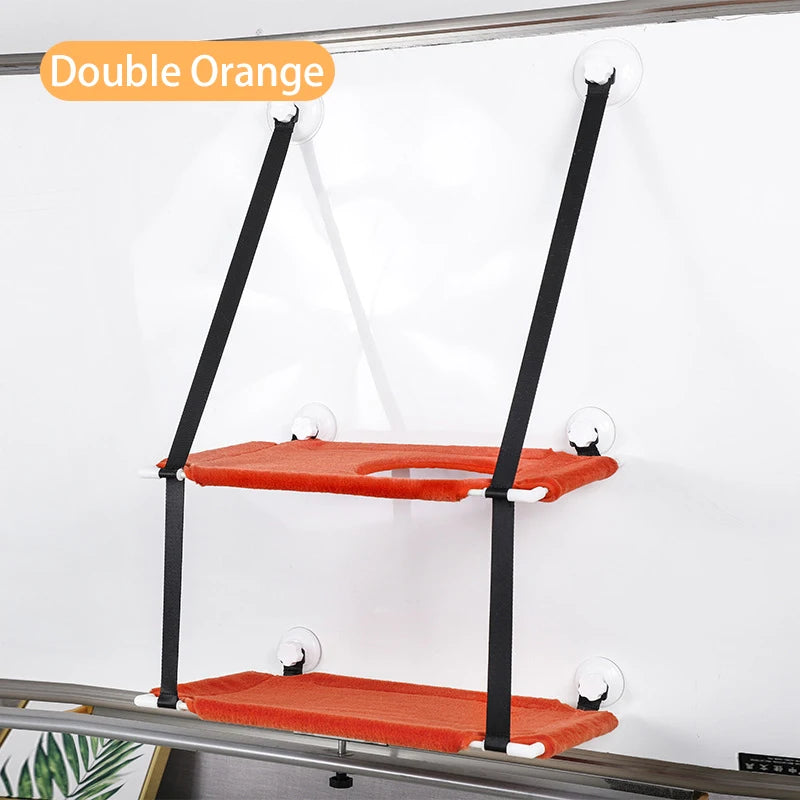 Double-layer Velvet Cat Suspension Bed with Suction Cups - 20kg Capacity