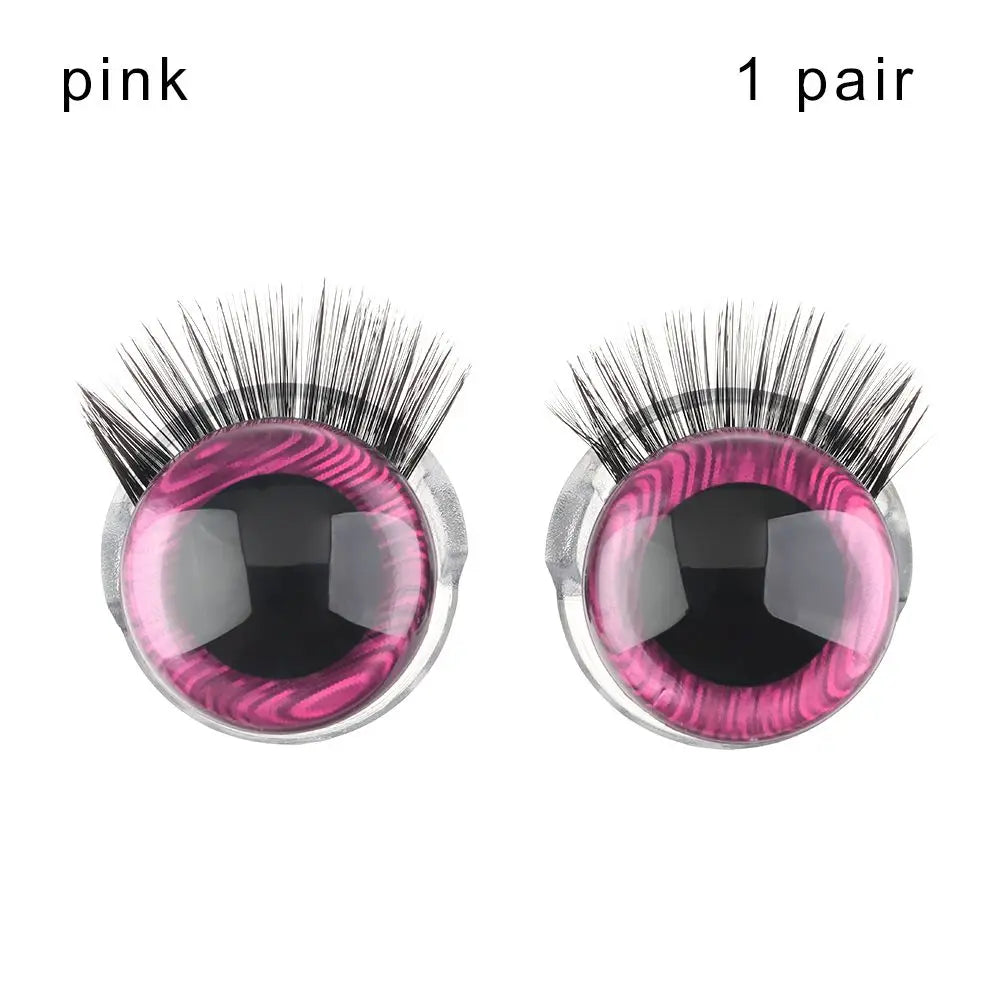 3D Glitter Doll Safety Eyes 20MM with Eyelash for Crochet Toys 1 Pair