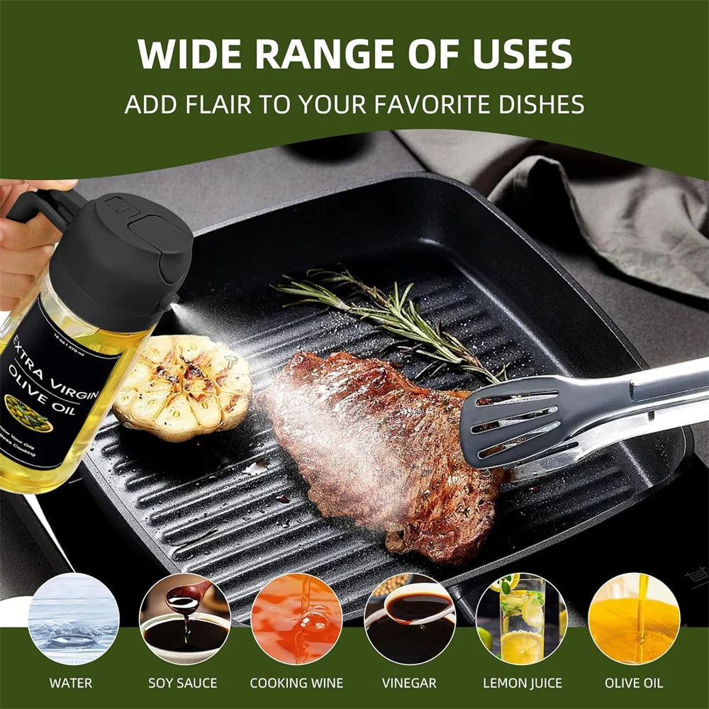 Oil Sprayer 2-in-1 Olive Oil Dispenser 16oz Glass Kitchen Mister