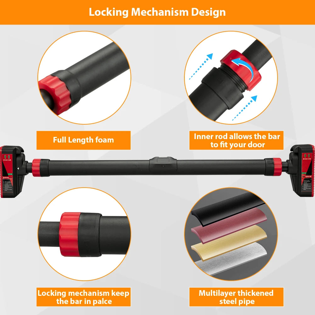 Adjustable Pull-Up Bar with Level Gauge 69-92cm, 200kg Max Load Capacity