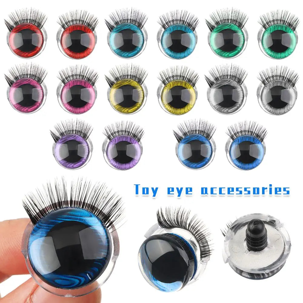 3D Glitter Doll Safety Eyes 20MM with Eyelash for Crochet Toys 1 Pair