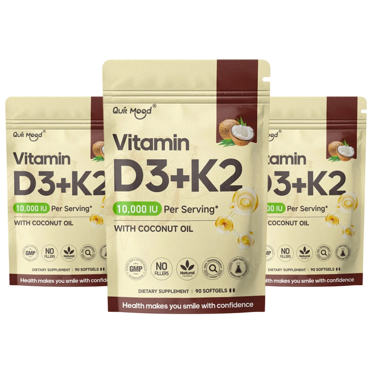 Vitamin D3 and K2 Soft Capsules for Daily Routines, 60 Count
