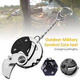 Multifunctional Keychain Screwdriver Hexagon Folding Coin Knife EDC Tool