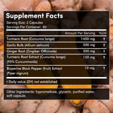 Turmeric Ginger Supplement with Curcumin and Black Pepper, 2360 Mg