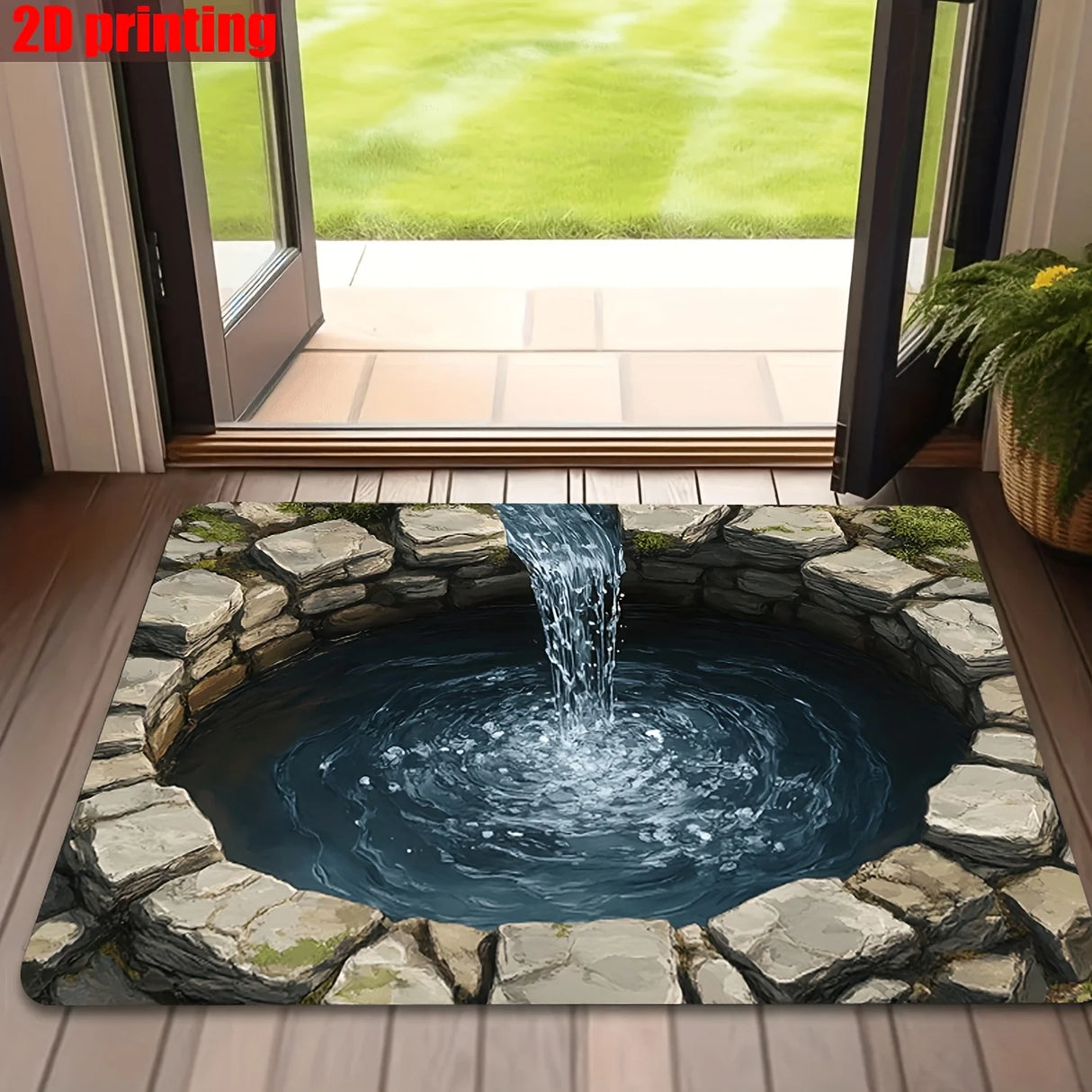 3D Fantasy Water Tower Door Mat, Non-Slip Floor Mat for Home Decor