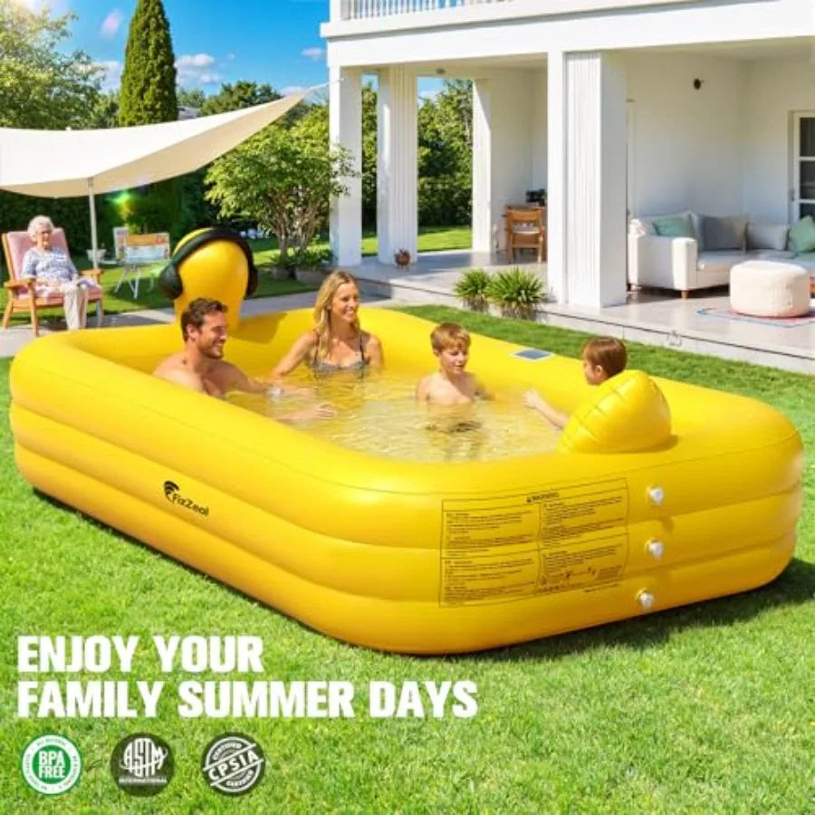 Inflatable Backyard Pool for Kids and Adults, Durable PVC, 100x63x22 Inches