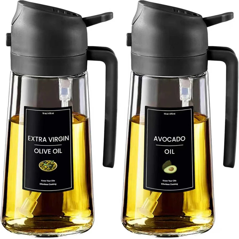 Oil Sprayer 2-in-1 Olive Oil Dispenser 16oz Glass Kitchen Mister