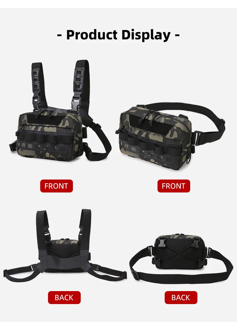 Camo Fishing Vest Bag Utility Tackle Chest Pack for Outdoor Activities