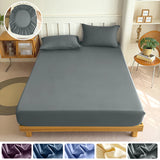 Fitted Bed Sheet 90/120/150/180x200 cm Solid Color Mattress Protector - Cozy Bed Sheets