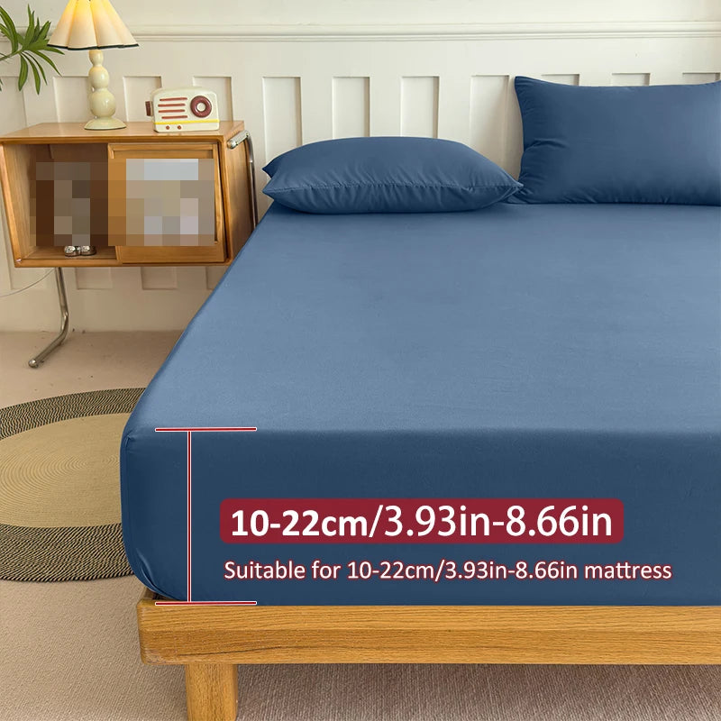 Fitted Bed Sheet 90/120/150/180x200 cm Solid Color Mattress Protector - Cozy Bed Sheets