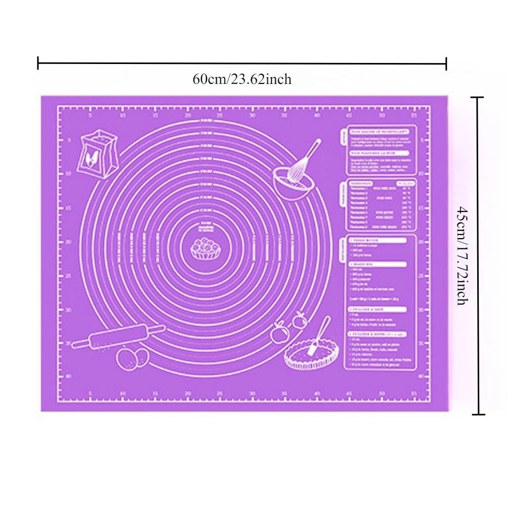 Food Grade Plastic Rolling Mat with Measuring Tool - Non-Slip Baking Mat