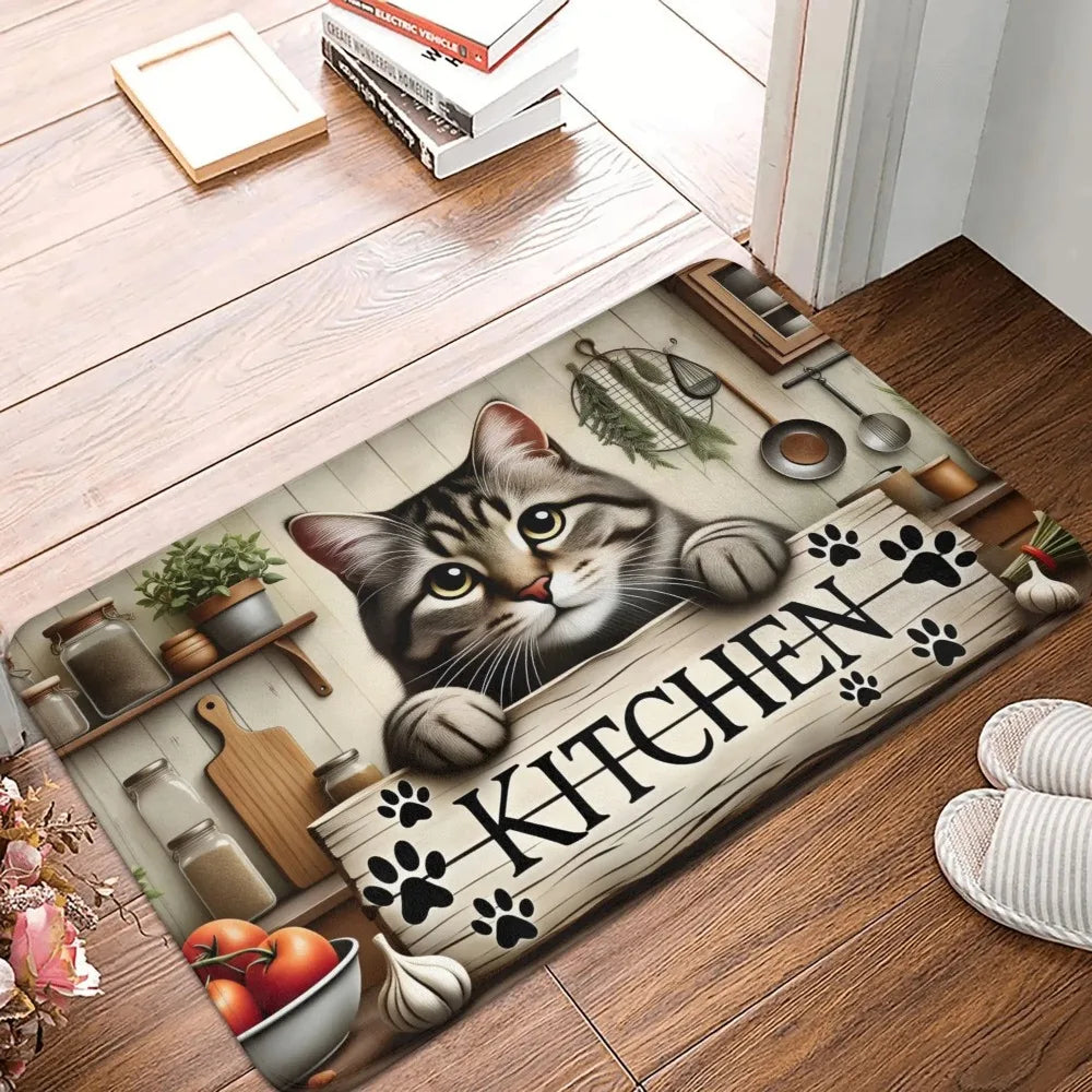 Kitten-Themed Anti-Slip Door Mat - Easy to Clean Home Decor