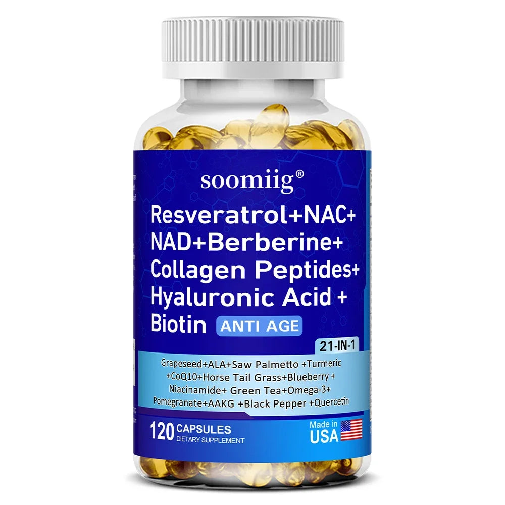 21-in-1 Cell Vitality Supplement with Resveratrol, Collagen, Turmeric