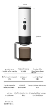 Portable 3-in-1 Wireless Espresso Coffee Maker for Car Home Camping