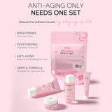 Sakura Skin Care Set with Cleanser, Serum, Eye Cream - Travel Kit for Women