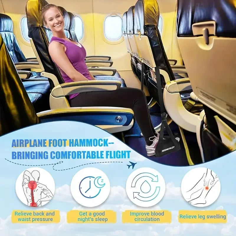 Portable Adjustable Leg Hammock for Airplane, Office, Car Travel Support