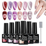 Cat's Eye Magnetic Nail Gel Set - 6 Colors, UV LED Soak Off, Odorless