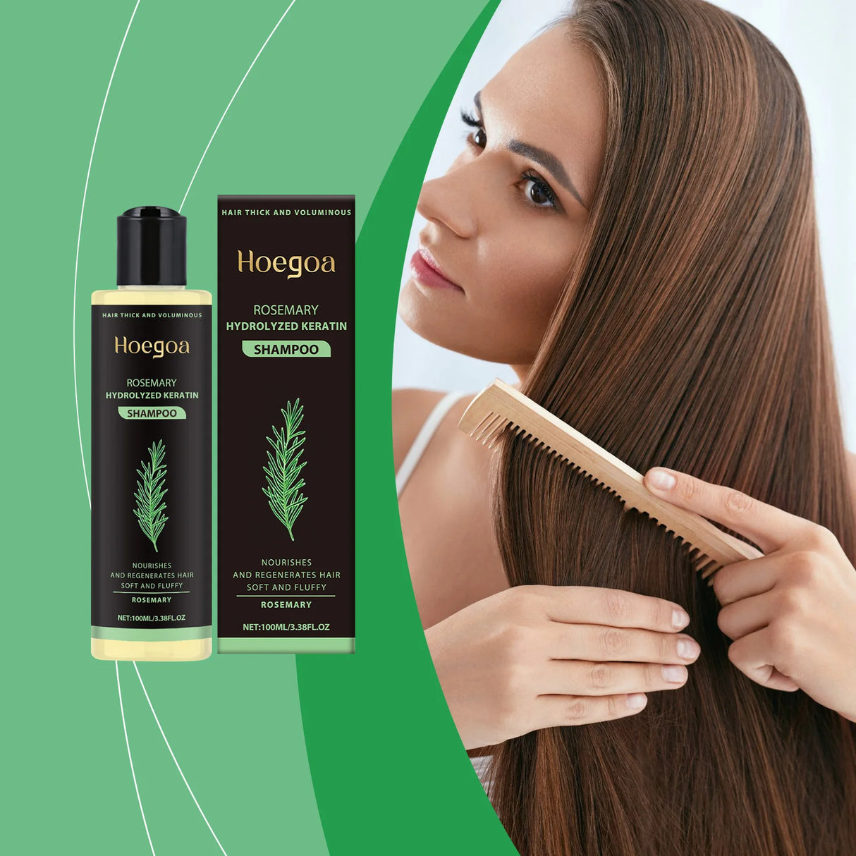Hoegoa Rosemary Hair Growth Shampoo 3pcs Hydrolyzed Keratin Moisturizing Repair