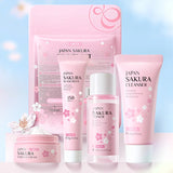 Sakura Skin Care Set - Facial Cleanser, Cream, Serum, Toner - Moisturizing Kit