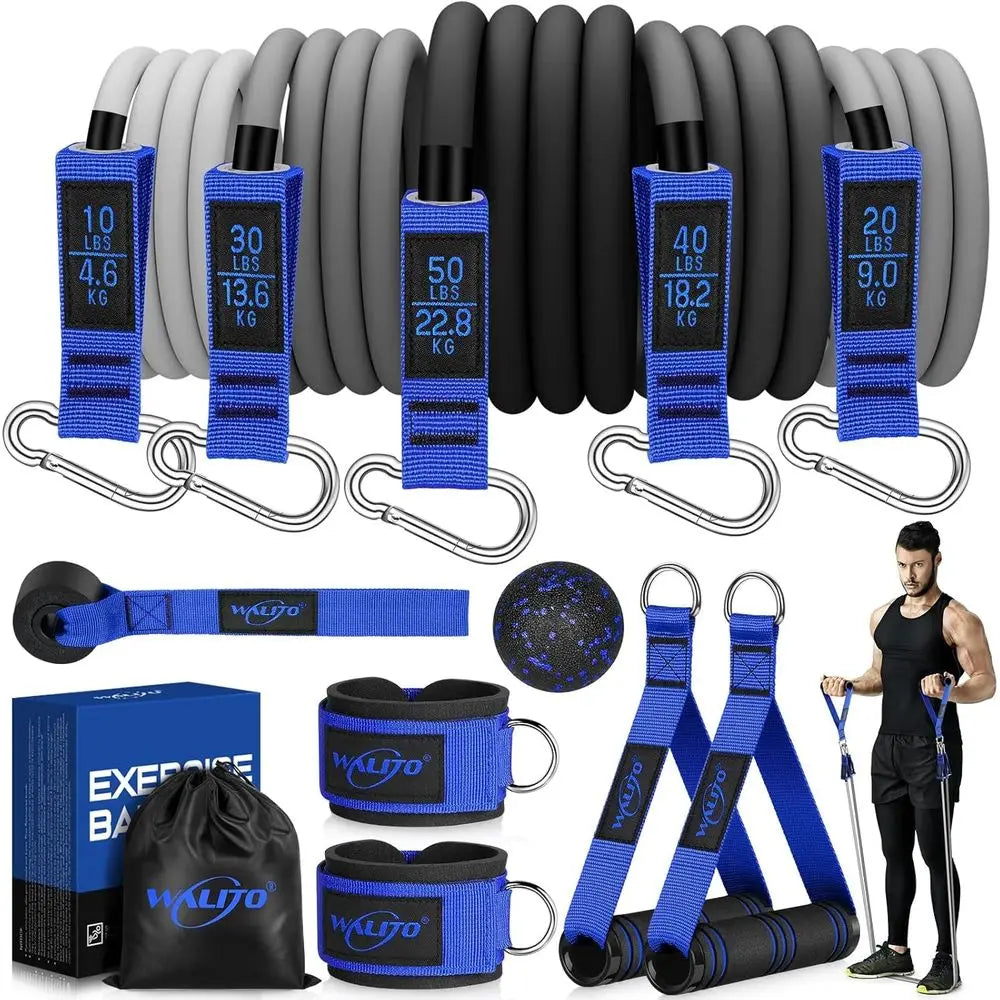 Exercise Bands Kit with Handles, Door Anchor, Ankle Straps for Fitness