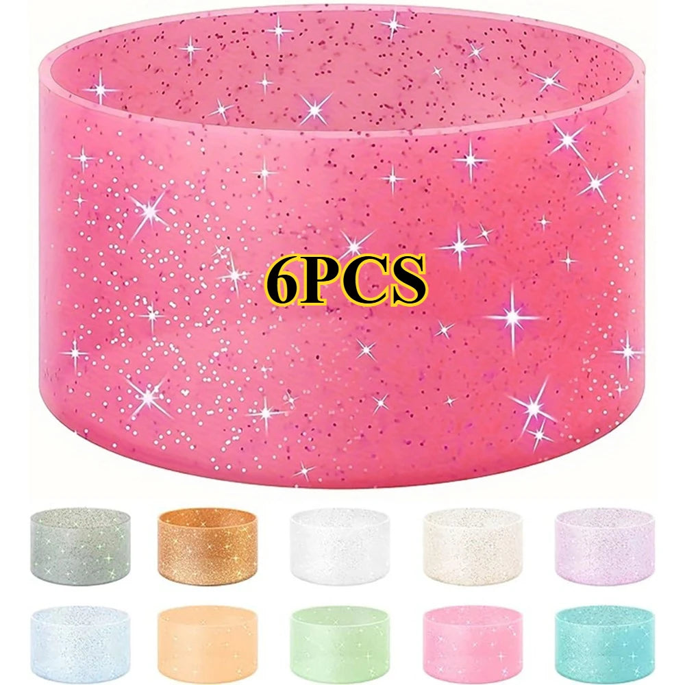 Glitter Silicone Cup Sleeves for Stanley Tumblers, 12-24OZ, 1/6PCS