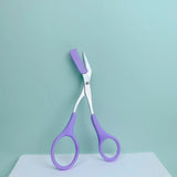 Pink Eyebrow Trimming Scissors with Comb - Stainless Steel Grooming Tool