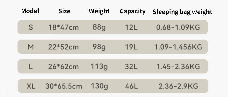 Outdoor Sleeping Bag Compression Sack - Large Capacity Portable Storage
