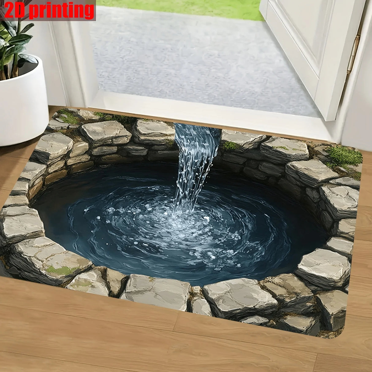 3D Fantasy Water Tower Door Mat, Non-Slip Floor Mat for Home Decor