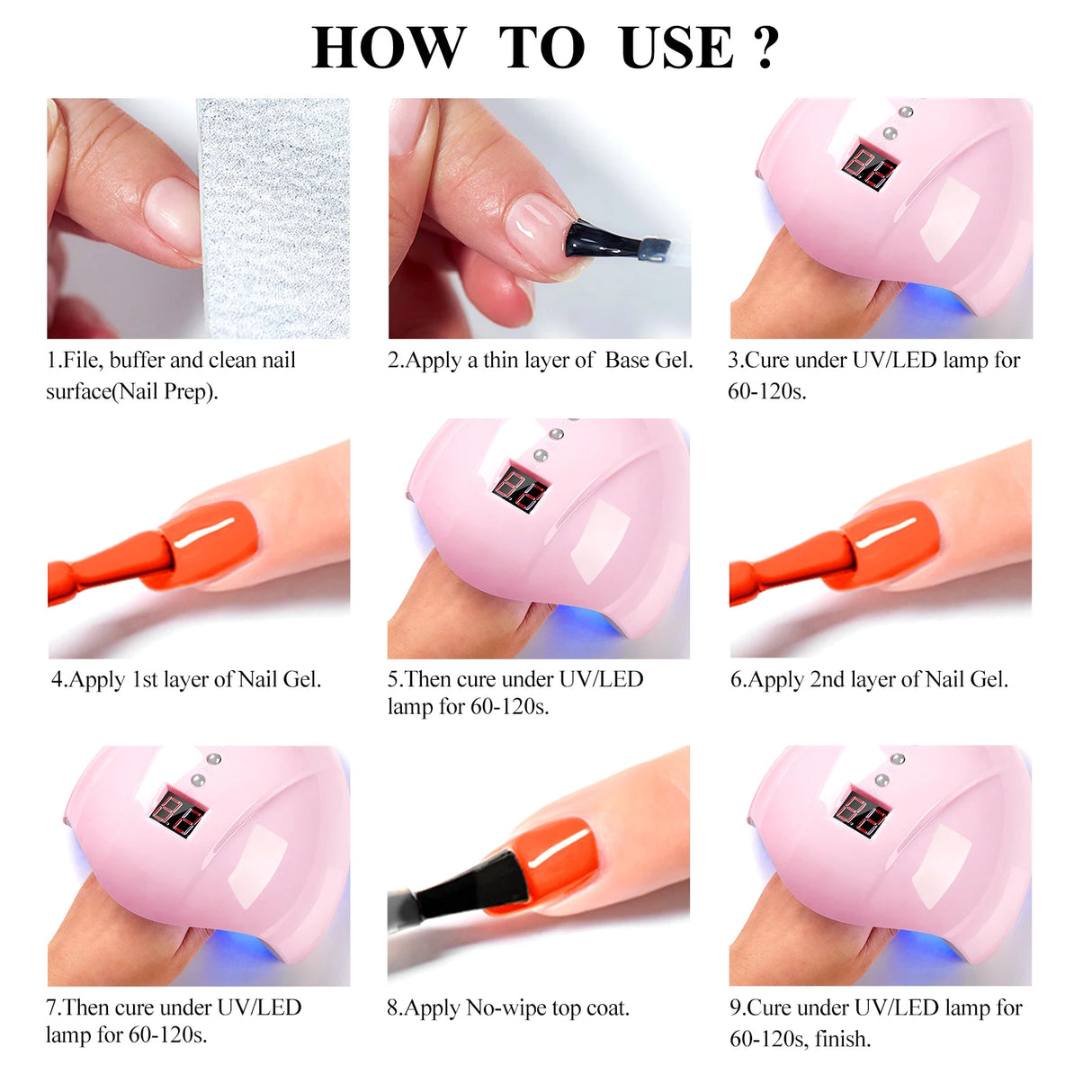 7pc Nail Gel Polish Set UV Soak Off Long Lasting Manicure Art Kit
