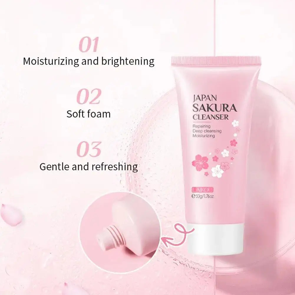 Sakura Skin Care Set with Cleanser, Serum, Eye Cream, Facial Cream - Travel Kit