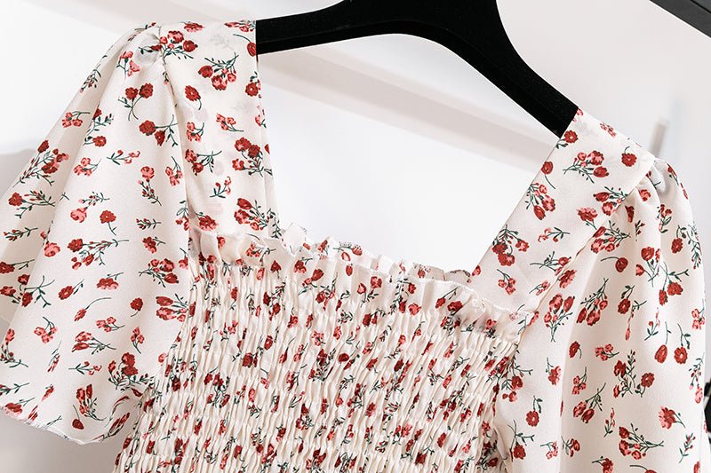 Chiffon Midi Dress for Women | Floral Print | Short Sleeve | Casual Wear