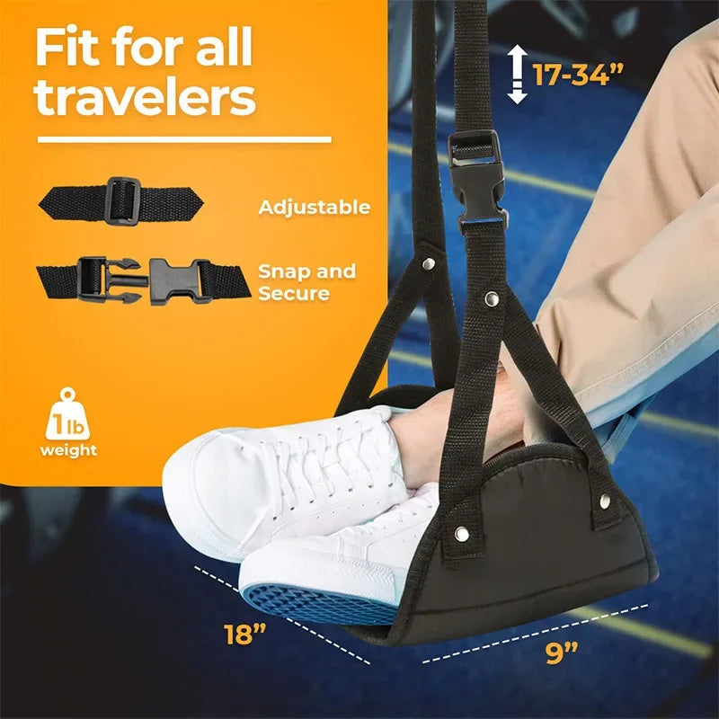 Portable Adjustable Leg Hammock for Airplane, Office, Car Travel Support