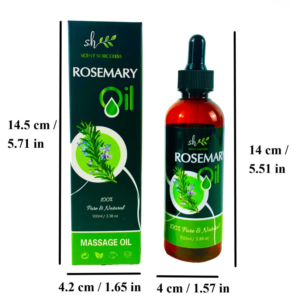 Rosemary Essential Oil 100 ml with Glass Dropper for Aromatherapy