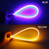 12V LED Guide Strip Headlight Bulbs - 2Pcs Sequential DRL Turn Signal Lights