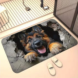 3D Illusion German Shepherd Doormat Soft Non-Slip Indoor Outdoor Rug