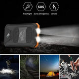 10000mAh Solar Power Bank with QC3.0 Fast Charge and Waterproof Design