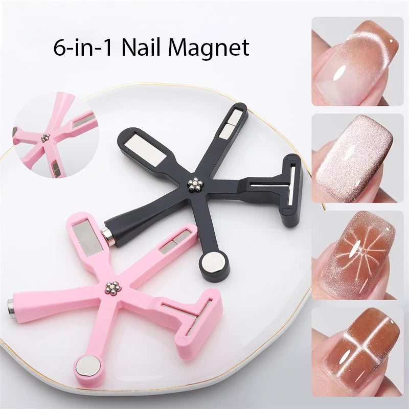 Magnetic Nail Art Tool 6-in-1 for Glitter Effect Manicure Design
