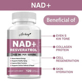 NAD+ Resveratrol Supplements - 120 Capsules for Energy & Immune Support