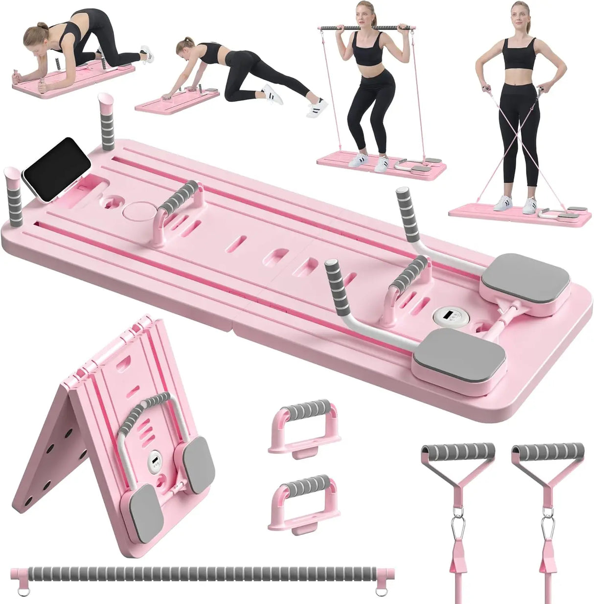 Multi-Functional Pilates Board with Resistance Bands for Home Fitness