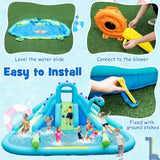 Dinosaur Inflatable Bounce Park with Slides and Splash Pool, Wet & Dry Combo