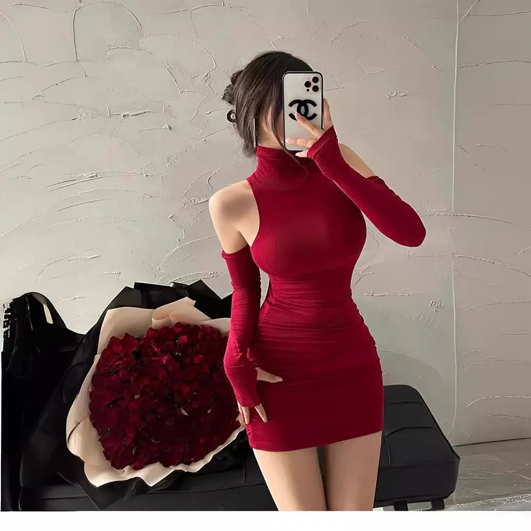 High Neck Bodycon Dress for Women | Pleated Bottom | Summer Fashion