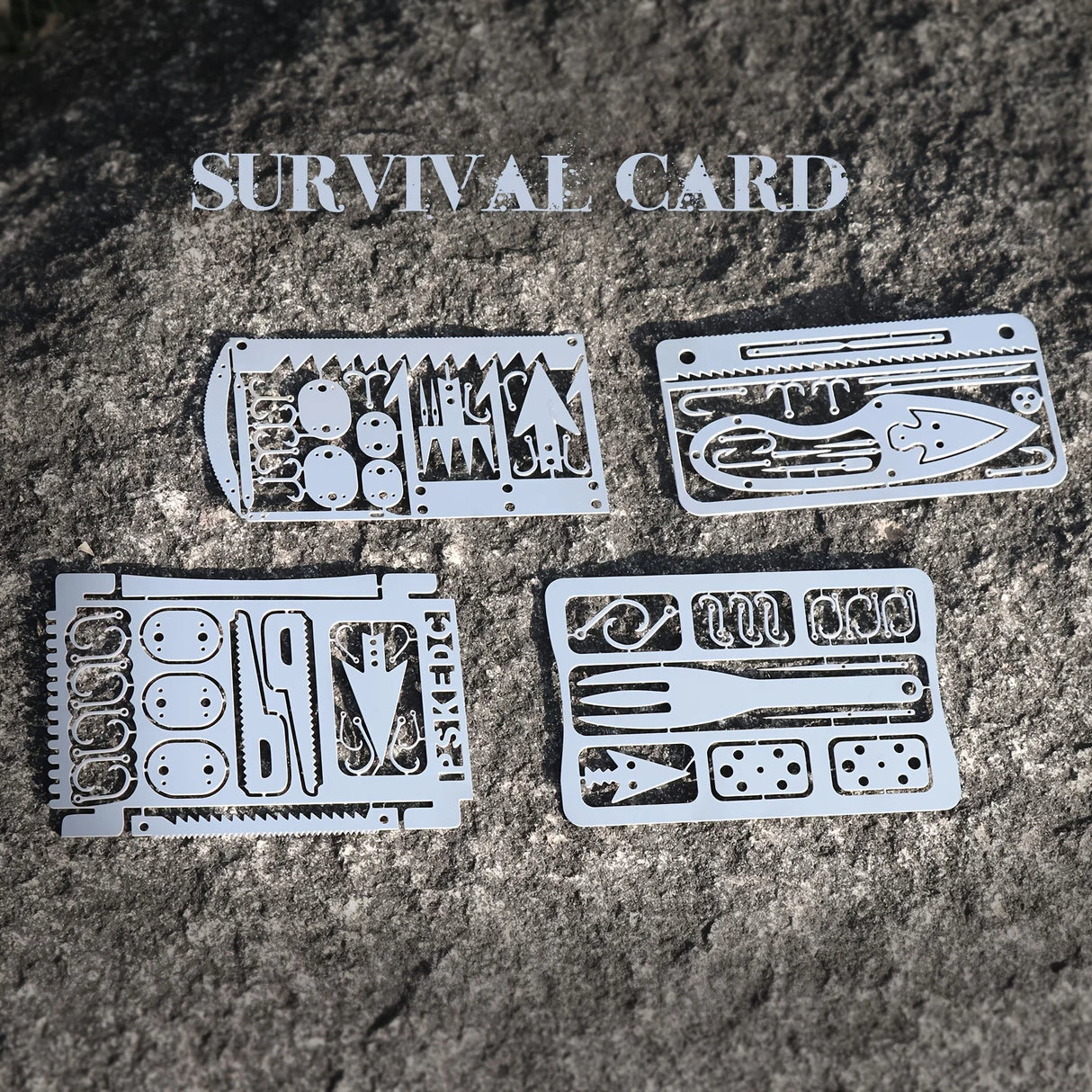 Outdoor Stainless Steel Survival Tool Card for Fishing & Camping