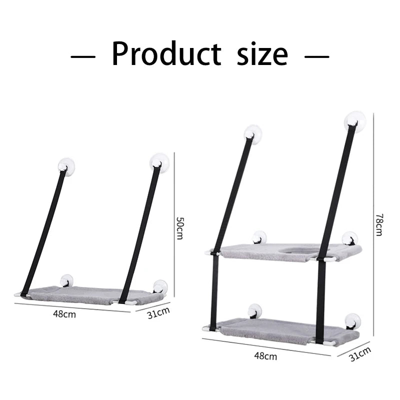 Double-layer Velvet Cat Suspension Bed with Suction Cups - 20kg Capacity