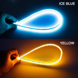 12V LED Guide Strip Headlight Bulbs - 2Pcs Sequential DRL Turn Signal Lights