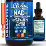 Clean Nutra NAD+ Liquid Drops with Resveratrol and Taurine, 15ml