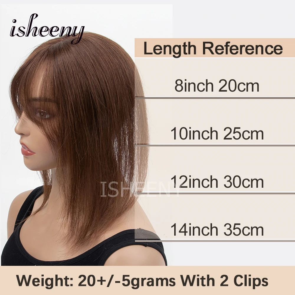 Human Hair Topper Hair Pieces 8-14 Inch Straight with Thinning Bangs