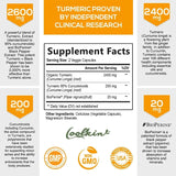 Curcumin Supplement 2600mg with Black Pepper for Enhanced Absorption