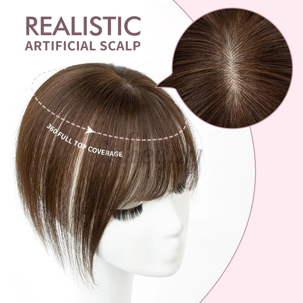 Human Hair Toppers 5x9cm Base Net 20cm Natural Look Hairpiece