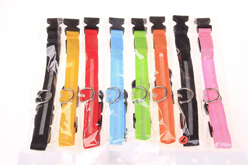 Nylon LED Dog Leash & Collar Set - Glow in the Dark, Safety Flashing Light